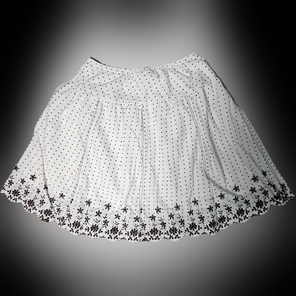 Joe Benbasset White Brown Floral Embroidered Lined Babydoll Skirt SM - Picture 4 of 11